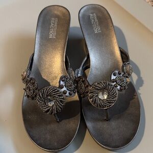 Kenneth Cole Reaction Metallic Sandals with Embellishments